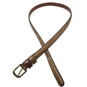 Vintage 90s Coach 30 Tan Brown Leather Belt Classic Minimalist Brass Buckle